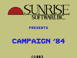 Campaign '84 title screen for Colecovision